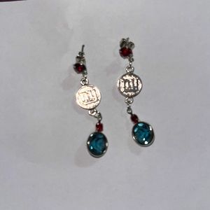 Crystal New York Giants Dangling Earrings
